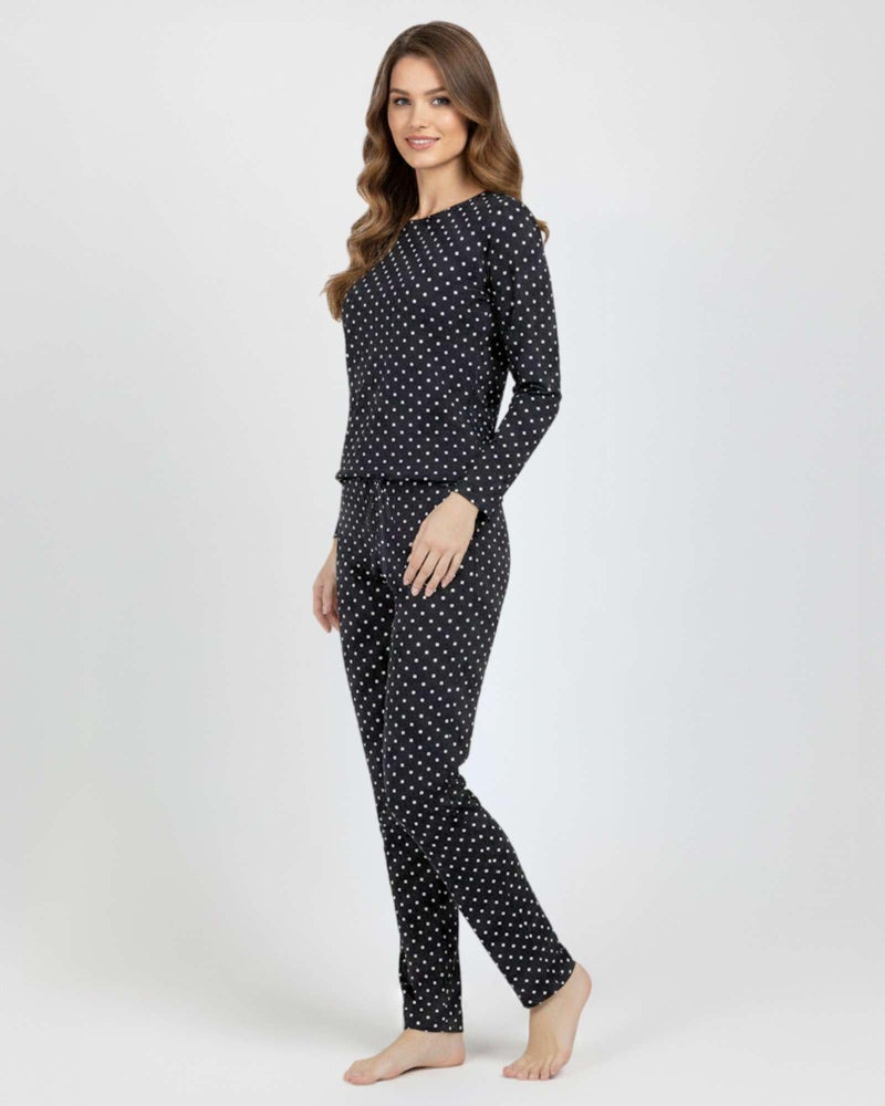 REALESSENTIALS Real Essentials 2 Pack: Women's Comfy Pajama Sets - Short & Long Sleeve Ladies Loungewear Sleepwear PJs (Set C Black & Pink, Small) - Image 5